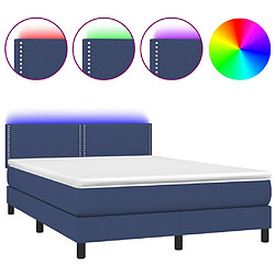 vidaXL Sommier à lattes de lit avec matelas LED Bleu 140x190 cm Tissu