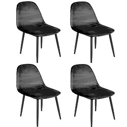 Toilinux Lot de 4 Chaises de table design velours Inoui - Noir Toilinux - Lot de 4 Chaises de table design velours Inoui - Noir - Design