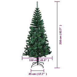 vidaXL Sapin de Noël artificiel pointes iridescentes Vert 210 cm PVC pas cher