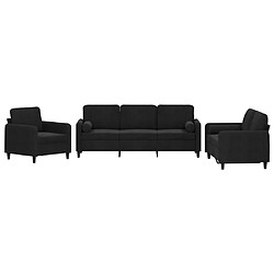 vidaXL Ensemble de canapés 3 pcs avec coussins noir velours