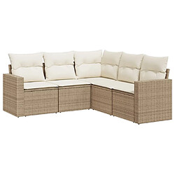 vidaXL Salon de jardin avec coussins 5 pcs beige résine tressée