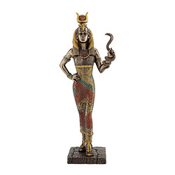 Sg STATUE HATHOR déesse Egytienne de l'amour de la beauté de la Musique ANTIQUE neuve figure EGYPTE Statue de la Déesse égyptienne HATHOR antique Une statue neuve sur socle à la finition remarquable, en polyrésine de couleur principale dorée laiton, représentant HATHOR la déesse égyptienne antique de l'amour, de la beauté, de la musique, de la joie.