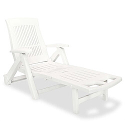 vidaXL Chaise longue avec repose-pied Plastique Blanc 