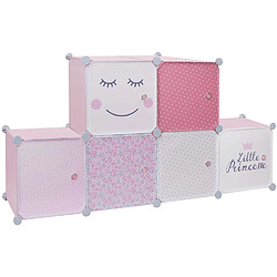 Avis The Home Deco Kids Rangement enfant 6 cubes modulables little princesse – rose.