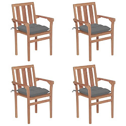 Maison Chic Lot de 4 Chaises de jardin avec coussins,Fauteuil d'extérieur empilables Teck solide -MN74869