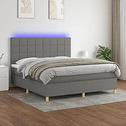 vidaXL Sommier à lattes de lit et matelas et LED Gris foncé 180x200 cm 