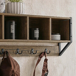 SoBuy FHK25-N Porte Manteau Mural, Étagère de Rangement, Meuble Entrée, Vestiaire pas cher