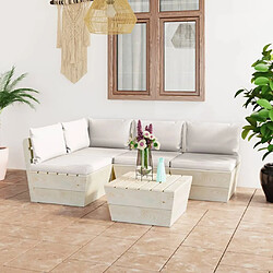 Maison Chic Salon de jardin palette 5 pcs avec coussins - Table et chaises d'extérieur - Mobilier/Meubles de jardin Moderne épicéa imprégné -MN76435