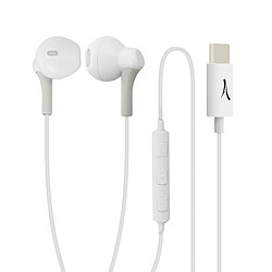 Écouteurs Filaires USB-C Musique et Appel Kit Mains libres 1.2m Akashi Blanc