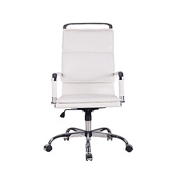 Decoshop26 Fauteuil de bureau sur roulettes accoudoirs mécanisme de bascule en PVC blanc et métal chromé 10_0002374