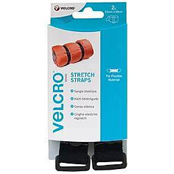 Sangle Velcro élastique pour sangle avec boucle - noir - 25mm x 68cm (x2) 