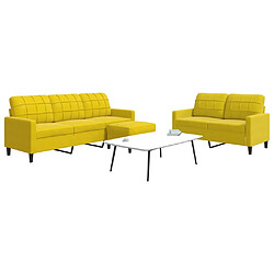 vidaXL Ensemble de canapés 3 pcs avec coussins Jaune Velours 