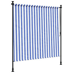 Acheter vidaXL Store roulant d'extérieur bleu et blanc 150x270 cm tissu acier