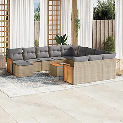 Maison Chic Salon de jardin avec coussins 13 pcs | Ensemble de Table et chaises | Mobilier d'Extérieur beige résine tressée -GKD65982