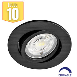 BRAYTRON Lot de 10 spots LED encastrables 3en1 rond noir 7W IP20 Dimmable