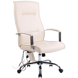 Decoshop26 Fauteuil de bureau sur roulettes fonction massage mécanisme de balance en PVC crème 10_0002607