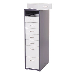 Mendler Roll container Boston T851, armoire à tiroirs armoire en acier, 110x28x41cm 8 tiroirs ~ gris foncé blanc