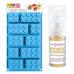 Scrapcooking Moule en silicone briques + Poudre alimentaire irisée dorée