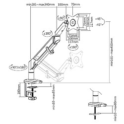 Support de bureau Ergo Office noir avec ressort à gaz, 17"-32", 9 kg, ER-405B pas cher