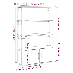 vidaXL Buffet Chêne marron 80x30x119,5 cm Bois d'ingénierie pas cher