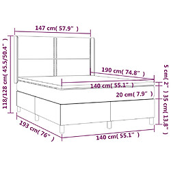 vidaXL Sommier à lattes de lit et matelas Gris clair 140x190cm Velours pas cher