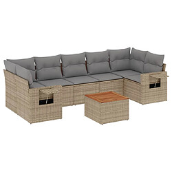 vidaXL Salon de jardin avec coussins 8 pcs beige résine tressée