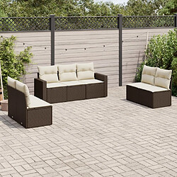 Maison Chic Salon de jardin avec coussins 7 pcs, Ensemble Tables et chaises de jardin, marron résine tressée -GKD940583