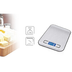 Balance de Cuisine Numérique Acier Inoxydable, Haute Précision 1g, Jusqu'à 5Kg, , Argent, MPM, MWK-02M