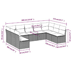 Acheter vidaXL Salon de jardin avec coussins 9 pcs marron résine tressée