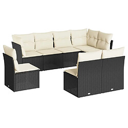 vidaXL Salon de jardin 8 pcs avec coussins noir résine tressée