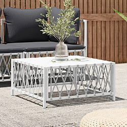 Maison Chic Table de jardin | Table d'extérieur blanc 70x70x34 cm tissu tissé -GKD28519