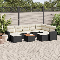 Maison Chic Salon de jardin 10 pcs avec coussins, Ensemble Tables et chaises d'extérieur noir résine tressée -GKD269256