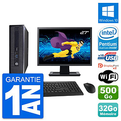 PC HP 600 G1 SFF Ecran 27" Intel G3220 RAM 32Go Disque 500Go Windows 10 Wifi · Occasion 