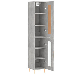 Avis vidaXL Buffet haut gris béton 34,5x34x180 cm&nbsp;bois d'ingénierie