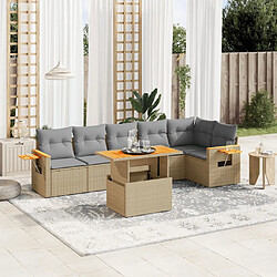 vidaXL Salon de jardin avec coussins 7 pcs beige résine tressée 