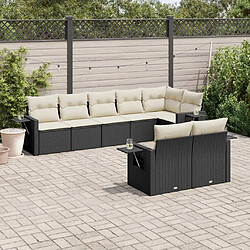 Maison Chic Ensemble Tables et chaises d'extérieur 8 pcs avec coussins,Salon de jardin noir résine tressée -GKD231887