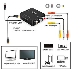 Acheter NC OCIODUAL Adaptateur de Composite AV RCA CVBS vers HDMI Video Audio 1080p Noir pour TV Convertisseur AV2HDMI2 Full HD