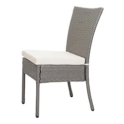 Acheter Mendler Lot de 2 chaises en poly rotin HWC-G19, chaise de balcon chaise de jardin, empilable ~ gris, coussin crème