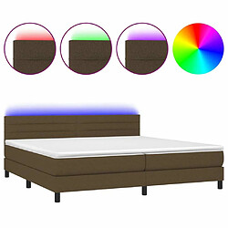 Maison Chic Lit adulte- Lit + matelas + LED,Sommier à lattes de lit matelas et LED Marron foncé 200x200 cm -GKD71479