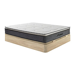 Vente-Unique Ensemble 180 x 200 cm sommier coffre naturel clair + matelas ressorts ensachés 7 zones et accueil latex ép.32cm - SEREM de YSMÉE