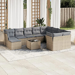 vidaXL Salon de jardin 11 pcs avec coussins beige résine tressée 