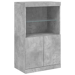 Avis Maison Chic Commode Buffet - Meuble de rangement avec lumières LED gris béton 60,5x37x100 cm -GKD72241