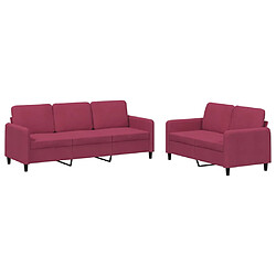 vidaXL Ensemble de canapés 2 pcs rouge bordeaux velours