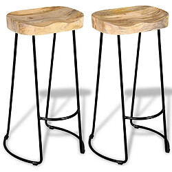 Helloshop26 Lot de deux tabourets de bar design chaise siège 2 pcs bois de manguier massif 1202061