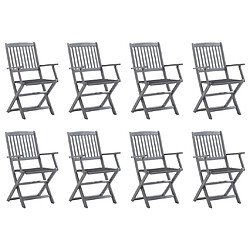 vidaXL Chaises pliables d'extérieur lot de 8 et coussins Bois d'acacia