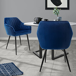 Chaise de salle à manger, lot de 2, bleu foncé, revêtement velours, pieds métalliques, matériel de montage inclus ML-Design ML-Design Lot 2x Chaises de Salle à Manger - Bleu Foncé - Style Rétro - Dossier/Accoudoirs Rembourrée Aspect Velours - Pieds en Métal Noir - Chaise Ergonomique - Fauteuil Moderne Salon/Chambre/Cuisine