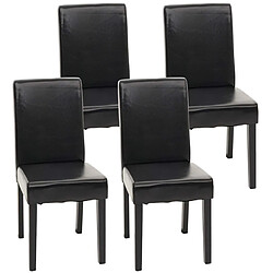 Mendler Lot de 4 chaises de séjour Littau ~ simili-cuir, noir, pieds foncés