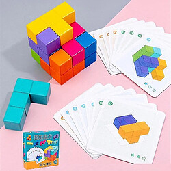 Universal Puzzle coloré en bois puzzle jeu c cube jouet cerveau défi bois empilement 