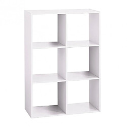 Pegane Etagère avec 6 cases en panneaux de particules coloris Blanc - Longueur 67 x Profondeur 32 x Hauteur 100 cm