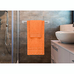 Avis Lot de 3 Serviettes de Bain 100% Coton Éponge 450g Absorbants 3 Tailles, Orange, , Orange, Briebe, Polka Dots